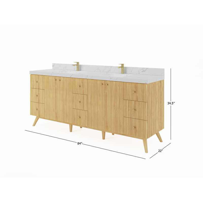 Corrigan Studio® Koshlya Natural 84" W Double Bathroom Vanity Set Wayfair